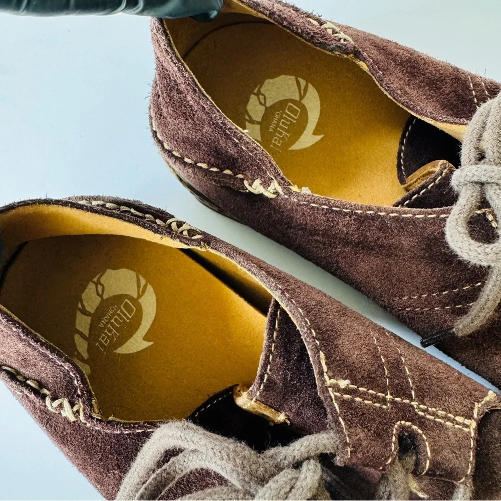 OluKai Brown Leather Lace Up Casual Brown Shoes Moc Toe Comfort Men’s Size 9